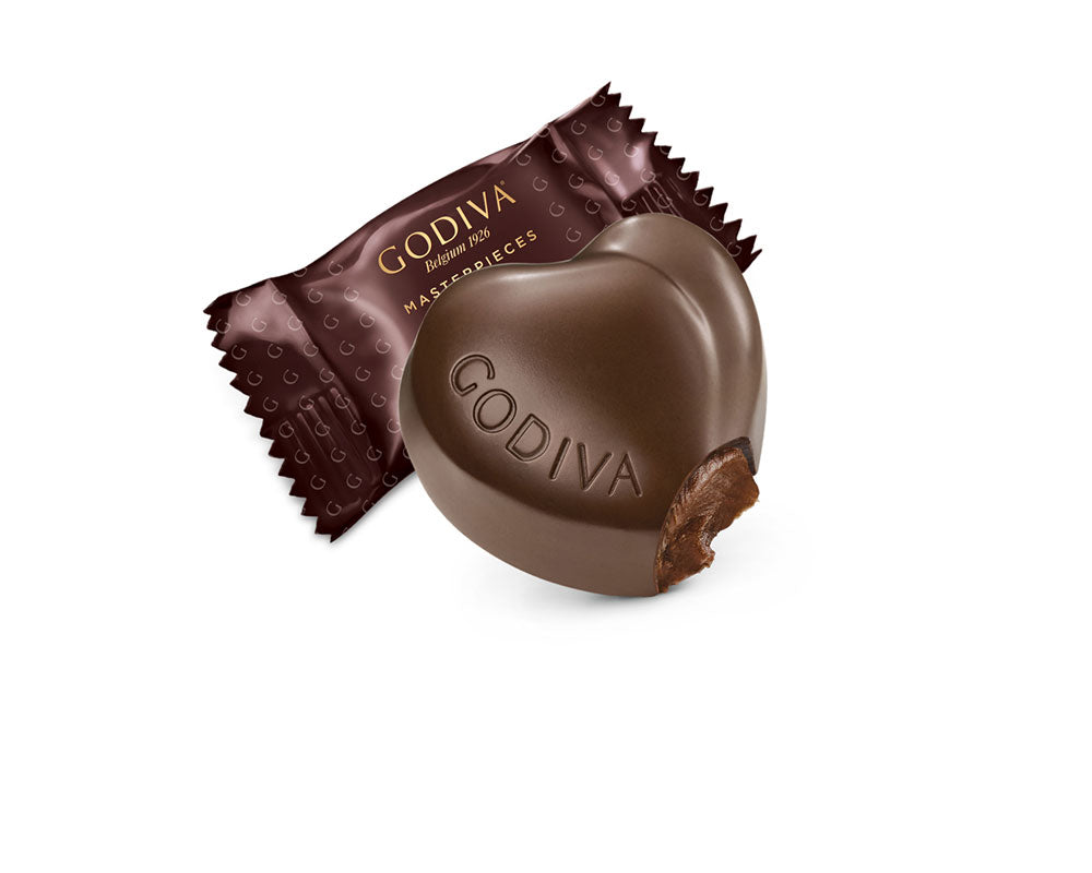 Godiva Masterpieces, Dark Chocolate Ganache Hearts, Set of 6