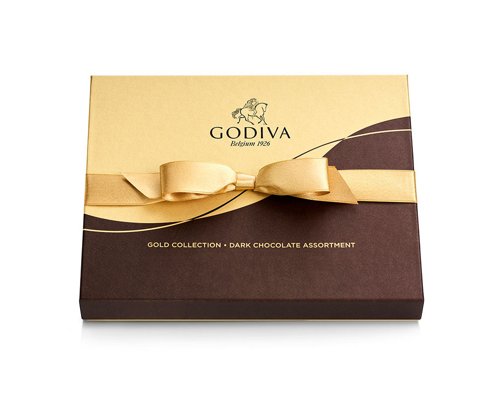 Dark Chocolate Gift Box, Gold Ribbon, 18 pc.