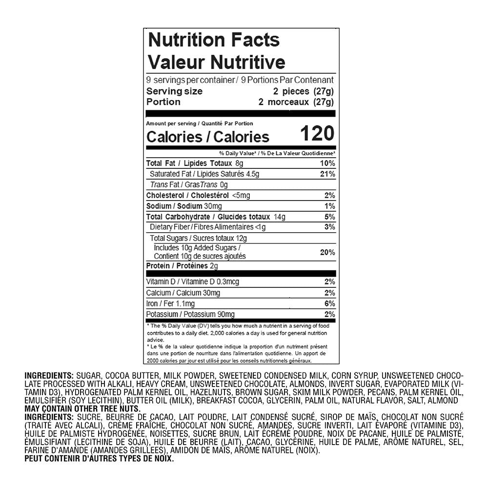 Nut and Caramel Gift Box, Gold Ribbon, 18 pc.