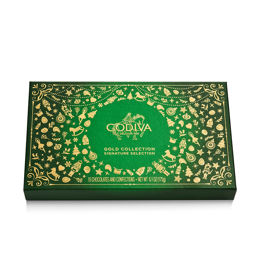 Assorted Chocolate Gold Gift Box, Holiday Edition, 15pc.