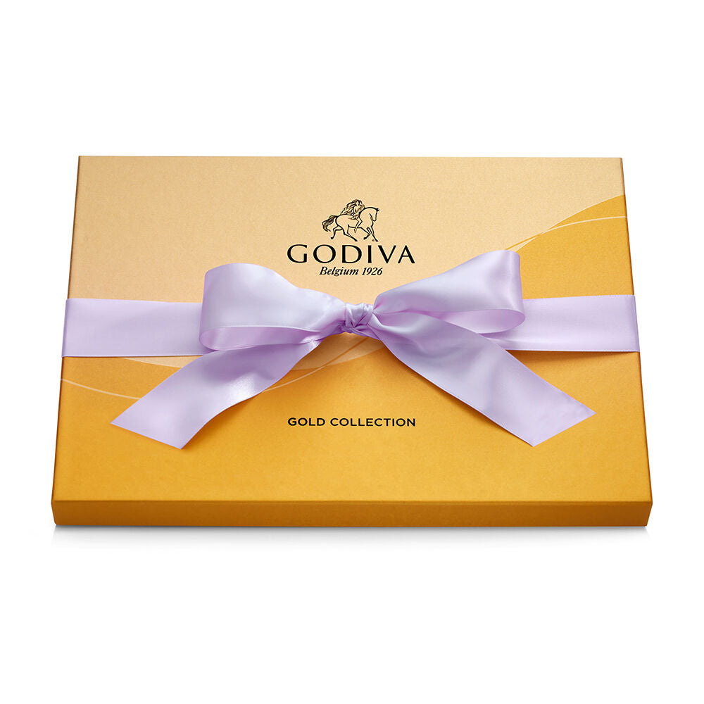 Assorted Chocolate Gold Gift Box, Orchid Ribbon, 36 pc.