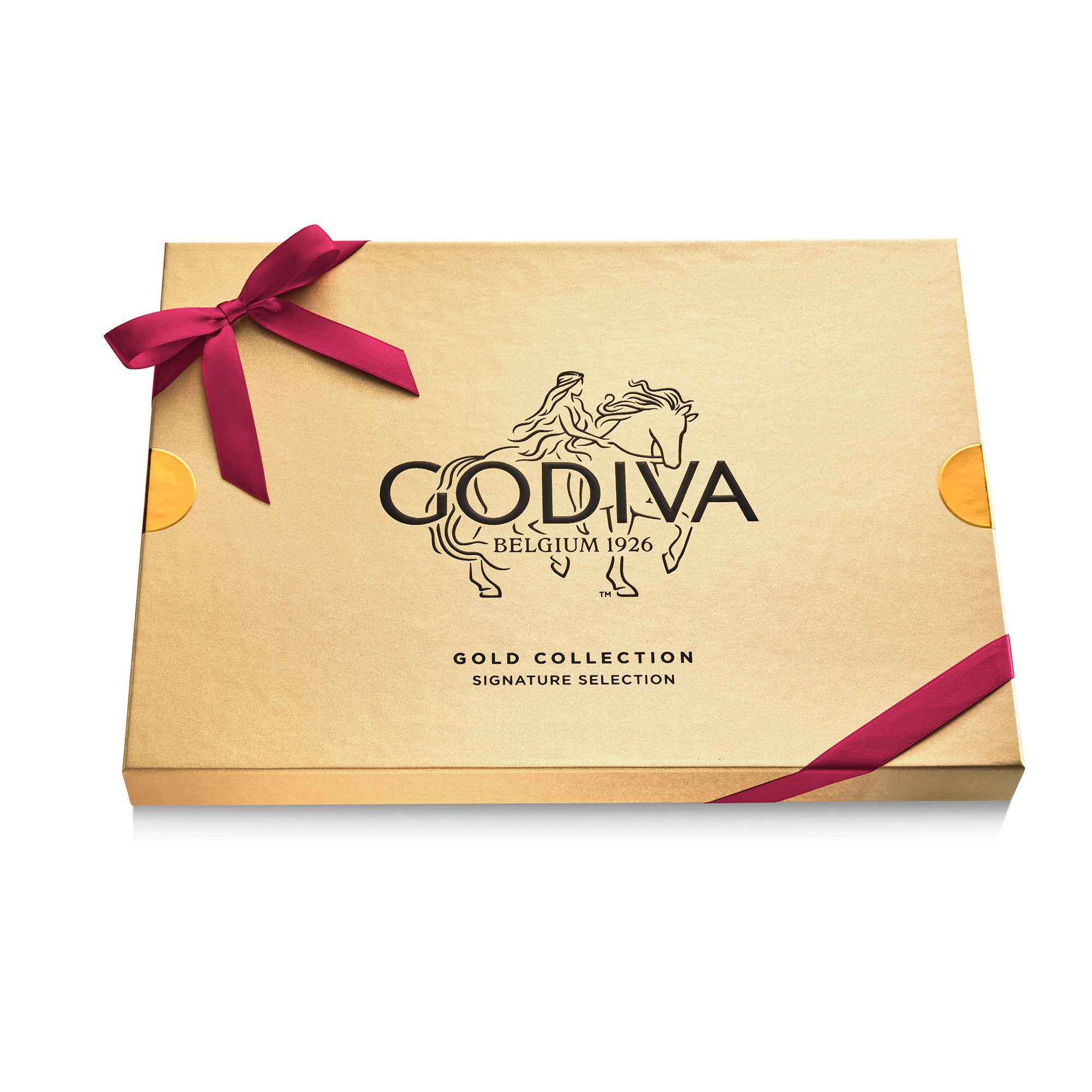 Assorted Chocolate Gold Gift Box, Wine Ribbon, 30pc.