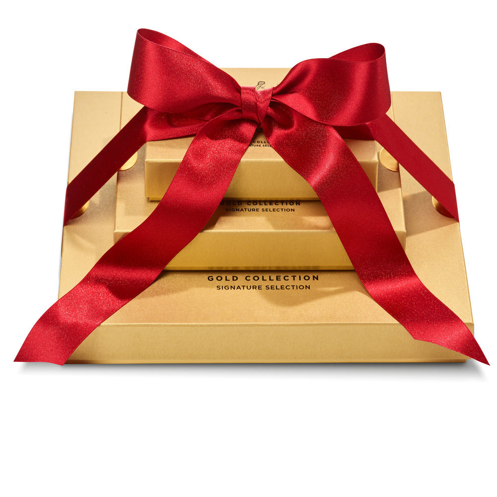 Gold Collection Gift Tower with Red Ribbon