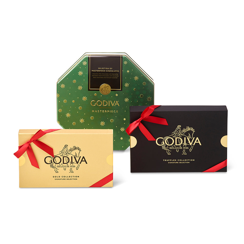 Season's Greetings Tower with Red Ribbon