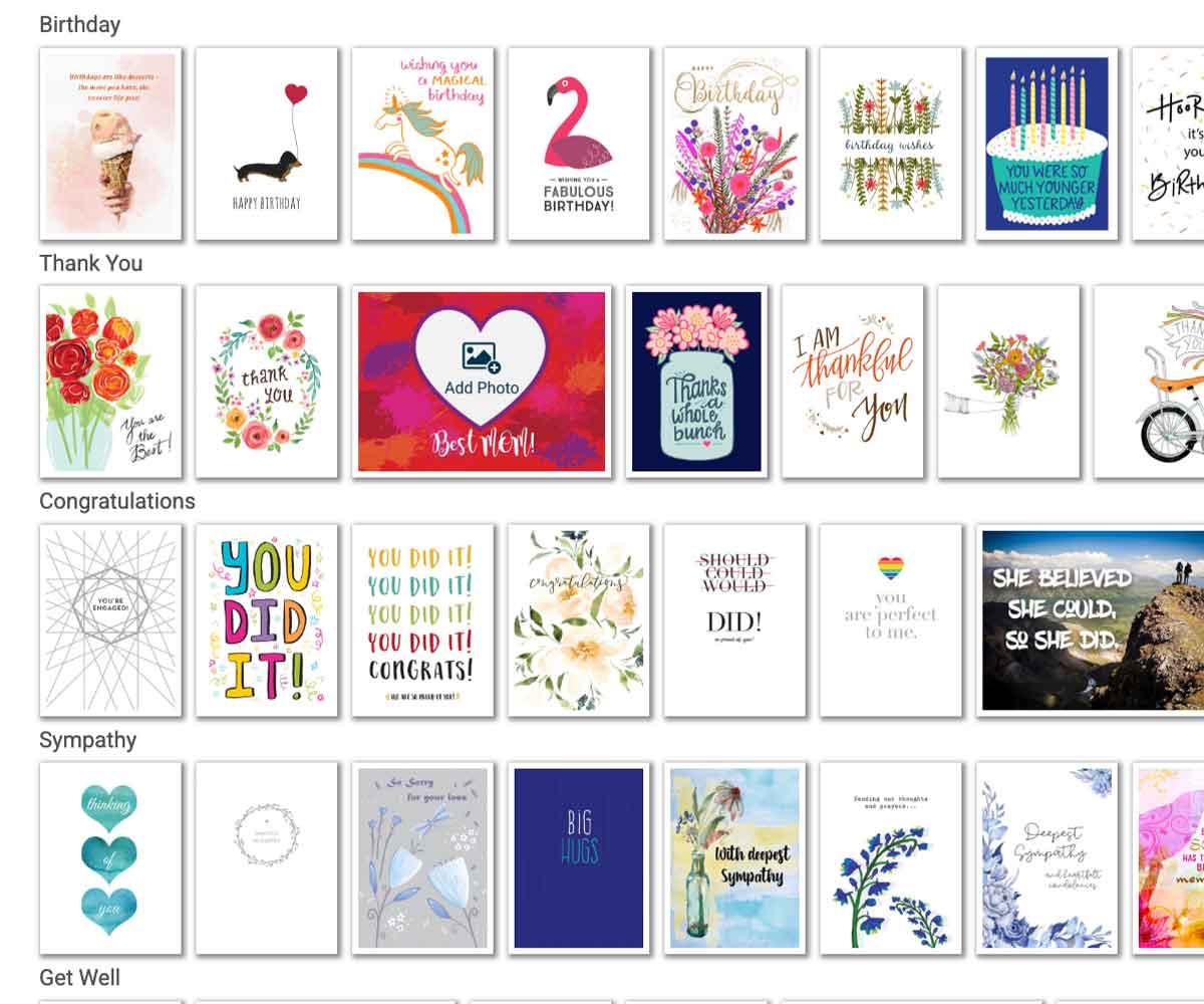 Collection of various greeting cards for different occasions on a white background