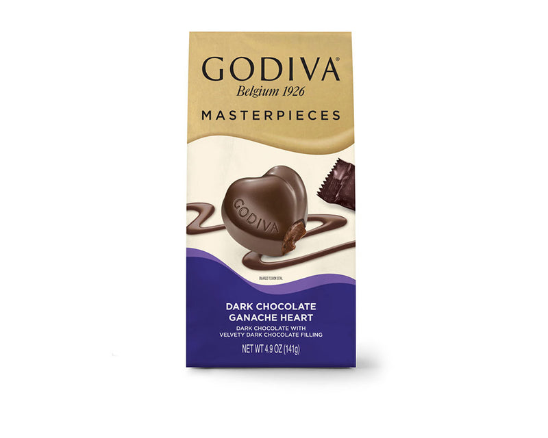 Godiva Masterpieces, Dark Chocolate Ganache Hearts, Set of 6