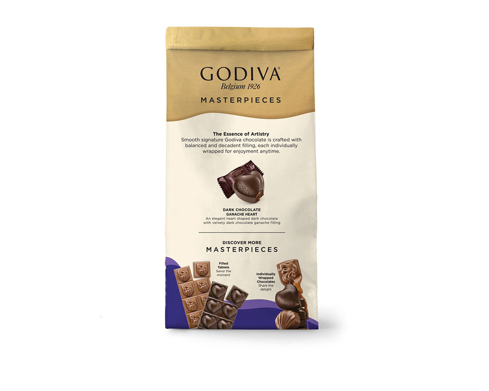 Godiva Masterpieces, Dark Chocolate Ganache Hearts, Set of 6
