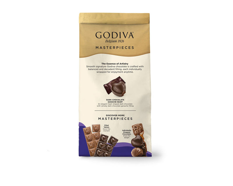 Godiva Masterpieces, Dark Chocolate Ganache Hearts, Set of 6