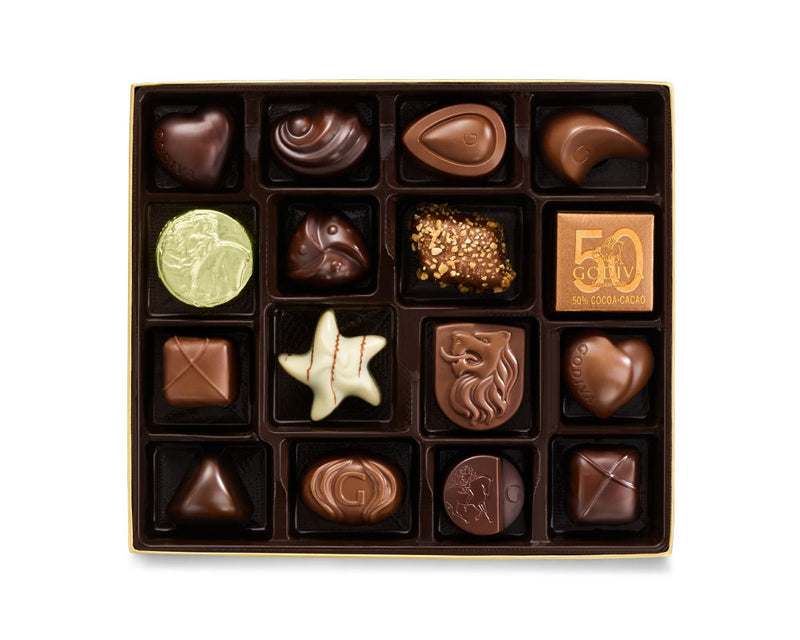 Assorted Chocolate Gold Gift Box, Gold Ribbon, 19 pc.