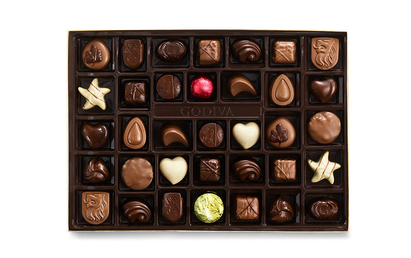 Assorted Chocolate Gold Gift Box, Gold Ribbon, 36 pc.
