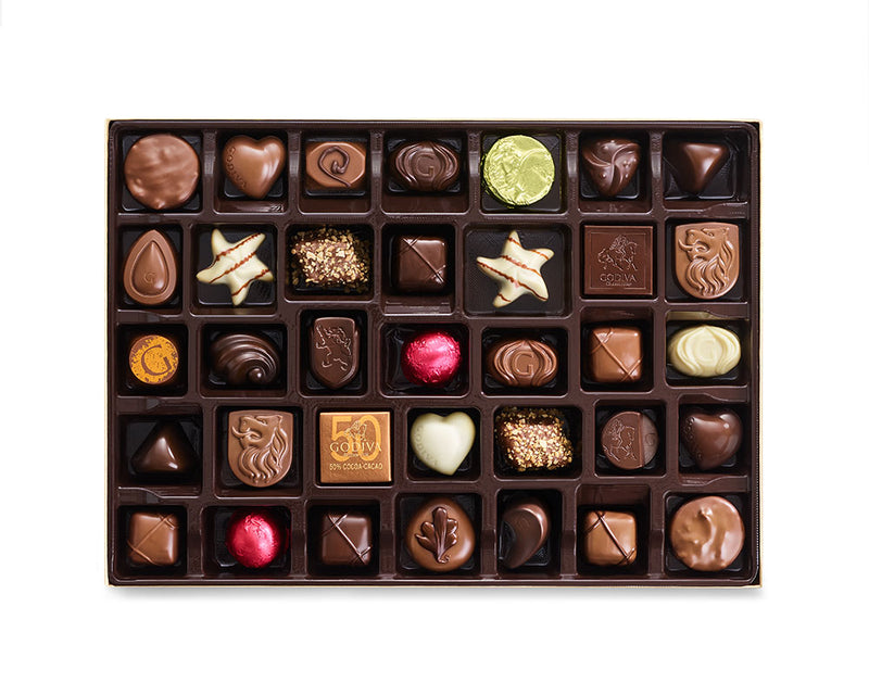 Assorted Chocolate Gold Gift Box, Gold Ribbon, 105 pc.