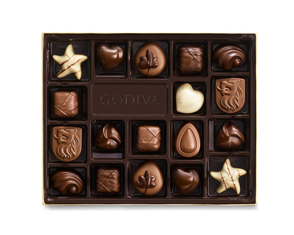 Assorted Chocolate Gold Gift Box, Gold Ribbon, 18 pc.