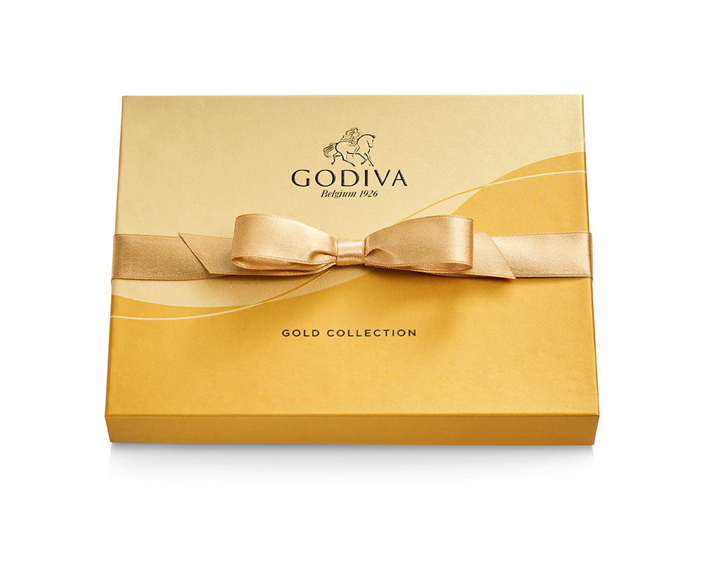 Assorted Chocolate Gold Gift Box, Gold Ribbon, 18 pc.
