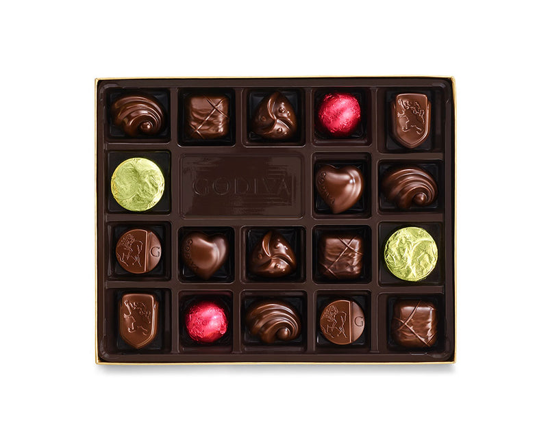 Dark Chocolate Gift Box, Gold Ribbon, 18 pc.