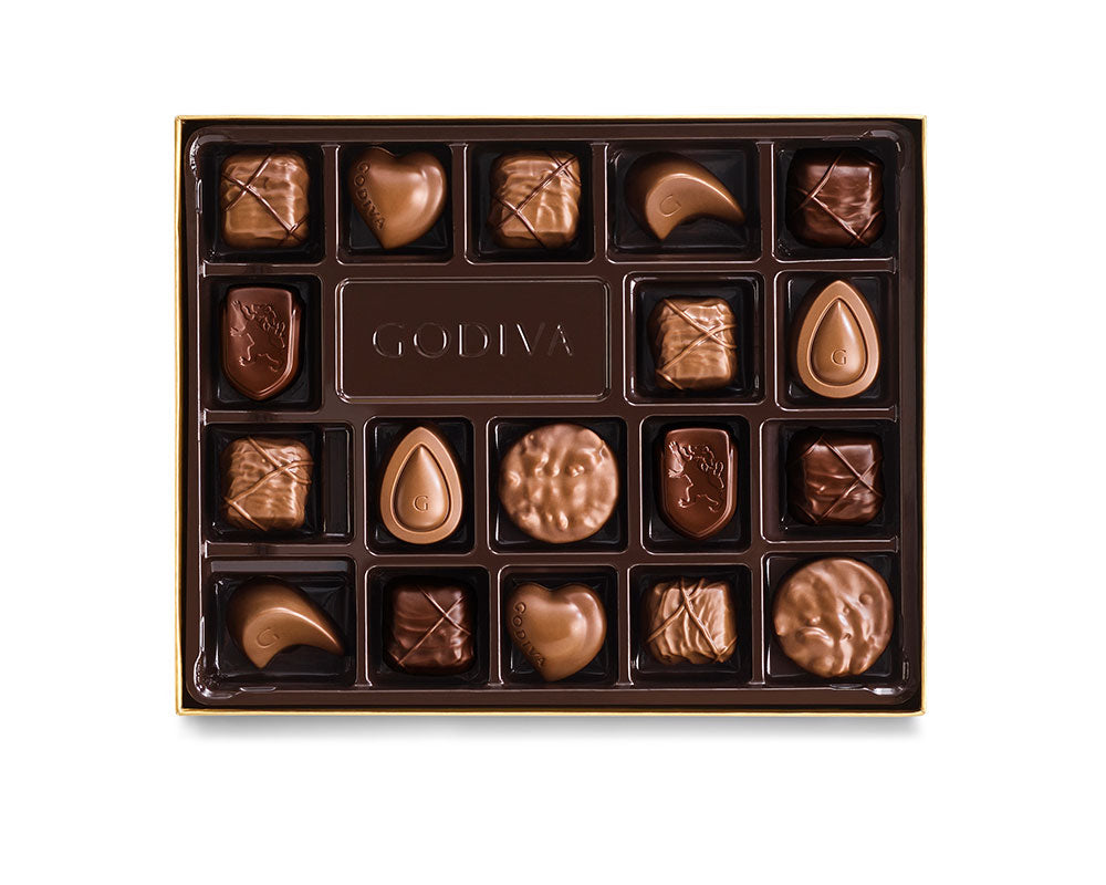 Nut and Caramel Gift Box, Gold Ribbon, 18 pc.