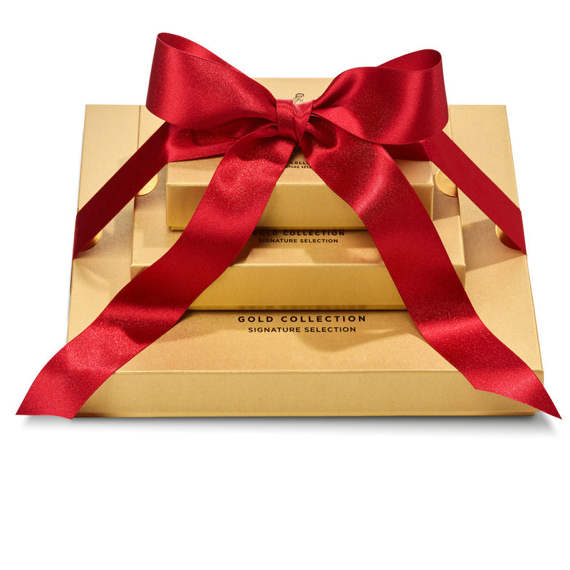 Gold Collection Gift Tower with Red Ribbon
